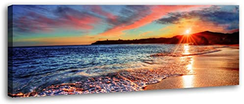 Visario Bild auf Leinwand der deutschen Bilder Marke 120 x 40 cm Sonnenaufgang über dem Meer 5757