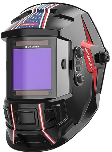 YESWELDER Large Viewing Screen 3.93X3.66True Color Solar Power Auto Darkening Welding Helmet, 4 Arc Sensor Wide Shade for TIG MIG Arc Weld Grinding Welder Mask Hood