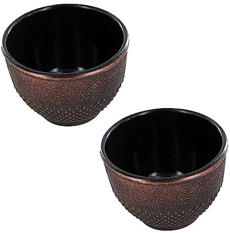 2 tasses en fonte noir et bronze - 0,15 L