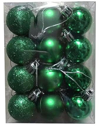 24 Stück Weihnachtsdekoration, Kugeln, Weihnachtsbaumkugeln, Ornament, Heimdekoration, Halloween, Neujahr, Anhänger, Ball-Zubehör, dunkelgrün
