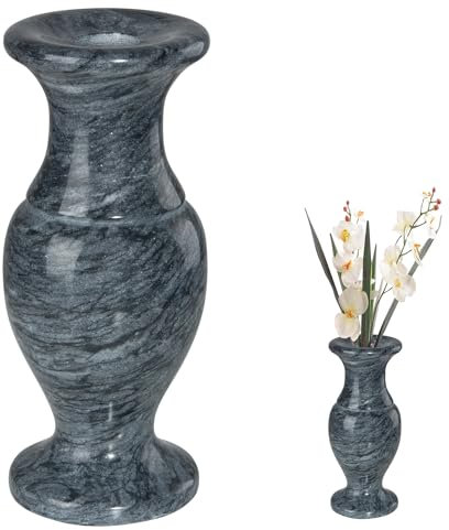 Vase de cimetière en marbre Naturel, avec Trous de Drainage, pour Table à la Maison, Fleurs de cimetière, décoration funéraire (Noir-1 pièce)