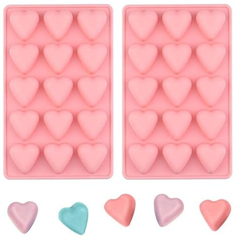 BFJ Heart Chocolate Moulds Valentine's Day Candy Molds 2 pcs Silicone Heart Mold for Resin Jelly Ice Cube Cupcake Cake Topper Decoration