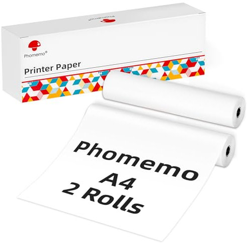 Phomemo M832 Thermopapier, 2 Rollen, A4 Thermodruckerpapier, Mehrzweck-Thermopapier, kompatibel mit M832, M835, M834, M833 und anderen tragbaren Buchstaben-Druckern
