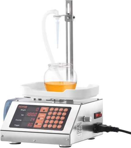 VEVOR Machine de Remplissage de Liquide Automatique Capacité de Pesée 5-300 g Remplisseuse de Bouteilles Commande Numérique Pompe Péristaltique pour Lait, Eau, Vin, Boisson, Sauce de Soja, Buse Unique
