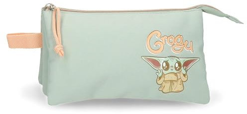 Joumma Star wars Grogu Astuccio Triplo Verde 22x12x5 cm Poliestere, Verde, Astuccio triplo