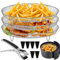 Air Fryer Rack Round for Ninja 3 Layer Air Fryer Accessories Stacking Rack Stainless Steel Air Fryer Basket Tray Bacon Racks with 6 Feet 1 Clip Multi-Layer Dehydrator Rack for Baking Roasting Oven