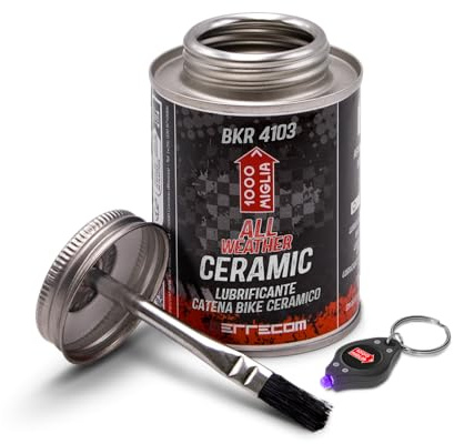 Errecom BKR 4103 ALL WEATHER Fahrradkette KERAMIK-Schmiermittel für jede Straßenbedingung - 240ml, fluoreszierende und duftende Formel, All-In-One-Dose mit Pinsel enthalten