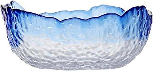 SEIBES Glas Obstschale, Obstschale aus Glas, Glasschalen, vertikale Glasschalen, transparente blaue Obstsalatschale, Dessertsuppenschale, große Schalen for Teewaschen und Bonbonieren