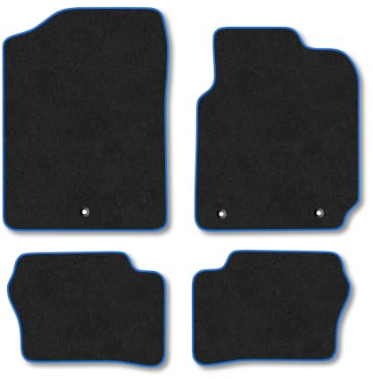 Fits Kia Picanto (2017-2020) Carpet Car Mats | Blue Edge Trim Tailored Fit Floor Mats Full Coverage Protection Accessories Easy Clean Anti Slip Made in the UK