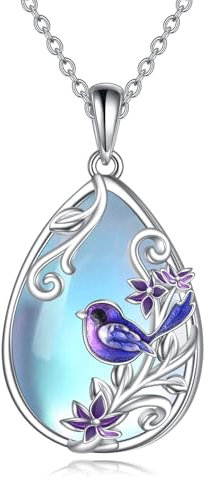 Vogel Kette Sterling Silber Sparrow Kette Mondstein Vogel Anhänger Kette Kolibri Kette Schmuck Geburtstag Weihnachtsgeschenke für Damen