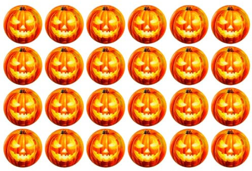 AC - Pack de 24 Platos Llanos para Halloween - Diseño de Calabaza Iluminada - Totalmente desechable y Reciclables - Ø 17 cm