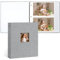 Vienrose Fotoalbum Selbstklebend, 3-Ring-Design, Leinendecke, 20 Blatt/40 Seiten, für Fotos 10x15, 13x18, 18x24 cm (Grau)