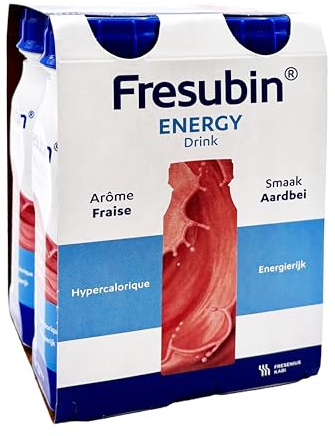 Fresubin Energy Drink - Hochkalorische Trinknahrung von Fresenius Kabi, 300 kcal pro Flasche, glutenfrei, laktosearm, ohne Ballaststoffe ideal bei Mangelernährung (200 ml (4er Pack), Erdbeere)