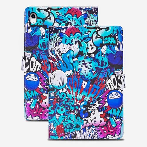 Rostsant Hülle für iPad (A16) 11./10. Generation (2025/2022) PU Leder Hülle Magnetischer Ständer Wallet Tablet Schutzhülle mit Ständer Funktion für iPad 11 (A16) 2025 Graffiti