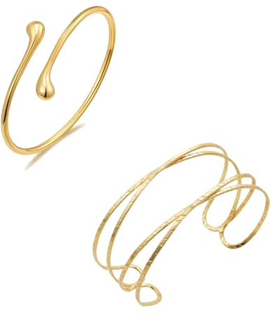 FAINCA 2 Pièces Bracelet Bras Ouverture Réglable or, Bracelet Manchette Femme, Grâce Bijoux Femme, Braceletmanchette, Multicouches Baccessoires et Bijoux de Déesse Grecque
