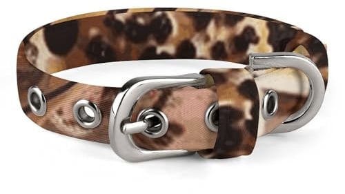 Verstellbares Hundehalsband, Vintage-Stil, Leopardenmuster, für kleine, mittelgroße Hunde und Katzen