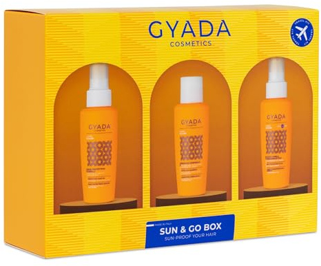 GYADA COSMETICS Sun & Go Box, Set Composto da Shampoo Doposole, Olio Solare Protettivo e Fluido Termoprotettivo Spf 10, Protegge da Sole, Cloro, Vento e Salsedine, con Proteine Vegetali, 3 x 100 ml