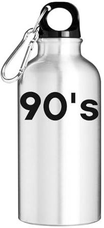 Bouteille d'eau touristique avec logo noir des années 90, argent