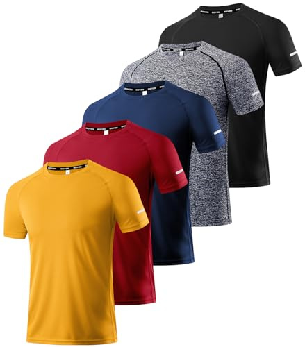 Boyzn 1, 3, 5 or 7er Pack Sport Tshirts Herren Kurzarm T-Shirts Funktionsshirt Laufshirt Schnelltrocknend Atmungsaktive Sport Shirt Sommer Fitnessshirt Trainingsshirt für Running Workout Bodybuilding