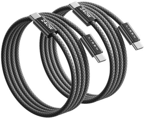 LISEN 240W USB C Kabel, [2 Stück 1M] PD3.1 Schnellladekabel USB C auf USB C Kabel, USB C Ladekabel für MacBook Air M5, MacBook Neo, MacBook Pro M5, iPad Air/Pro, iPhone 17 16 Serie,Schwarz