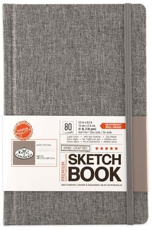Royal & Langnickel 5.5 x 8.5 inch Grey Fabric HARDBOUND Sketchbook