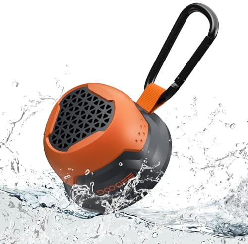 DOOGEE Small Magnetic Bluetooth Speaker with 12 Hrs Ultra-long Battery Life, IP66 Waterproof,Mini Wireless Stereo Surround Sound Bluetooth Speaker for Phone,Outdoor,Shower,Gift,TWS Pairing,Orange