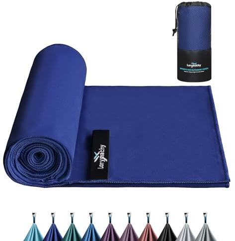 Lorymachy Mikrofaser Handtuch – 30x60cm Fitness Handtuch & Strandtuch, 250 GSM Leicht & Saugstark, Schnelltrocknend – Für Fitness, Yoga, Reisen, Camping, Wandern & Strand, San Marino Blau