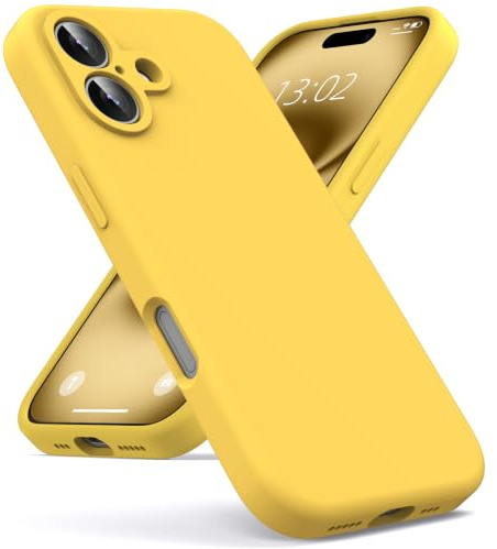 Oududianzi - Coque pour iPhone 17 Silicone Liquide, Crème Jaune | Intérieur Doublure Microfibre, Housse Protection Antichoc, Étui Résistant aux Rayures Case