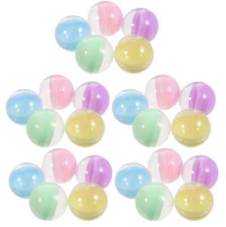 BRIGHTFUFU Capsules Rondes Semi-Transparentes 75 Mm en Plastique PP, Lot de 30 Pièces Multicolores Style Macaron, Contenants Rechargeables pour Distributeurs Automatiques, Loisirs Créatifs