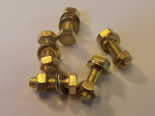 M6X20 BRASS HEX HEAD BOLTS NUTS & WASHERS (PACK 0F 5) BRASS SET SCREWS X5
