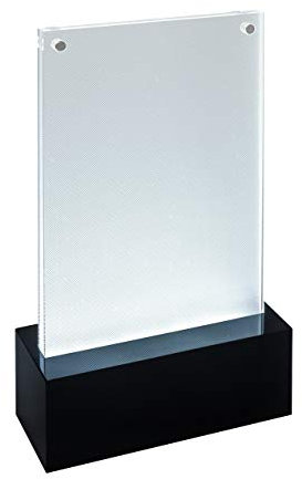 Sigel TA423 Beleuchtbarer LED-Tischaufsteller A6, hochwertiges glasklares Acryl mit schwarzem Sockel - geeignet für Gastronomie und Events, Werbeaufsteller