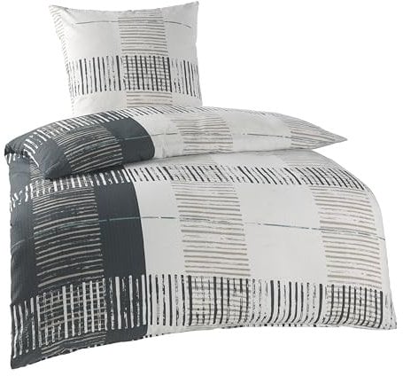 BaSaTex Seersucker Bettwäsche Baumwolle Set 2teilig 135x200 + 80x80 cm Kissenbezug | Öko-Tex Zertifiziert | Bettgarnitur mit Struktur | Design Elias