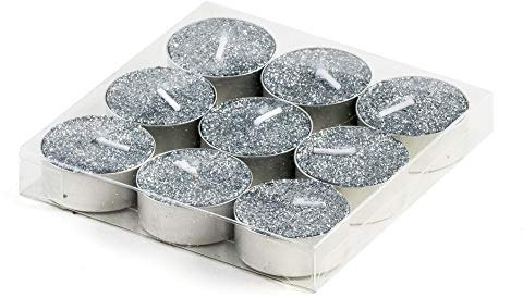 DARO DEKO Teelichter mit Glitzer in Silber - 36 Stück
