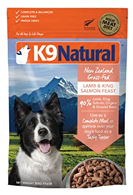 K9 Natural Getreidefreies gefriergetrocknetes Hundefutter, Lamm und Lachs, 500 ml