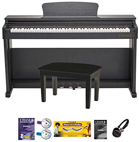 Chase CDP-355 Digital Piano Black 88 Hammer Action Keys Fully Weighted Keyboard Package in Black