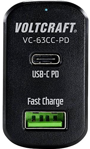 VOLTCRAFT CAS-63 VC-63CC-PD USB Charger Car Output Current (Max.) 3A 2x USB, USB-C® Socket USB Power Delivery (USB-P)