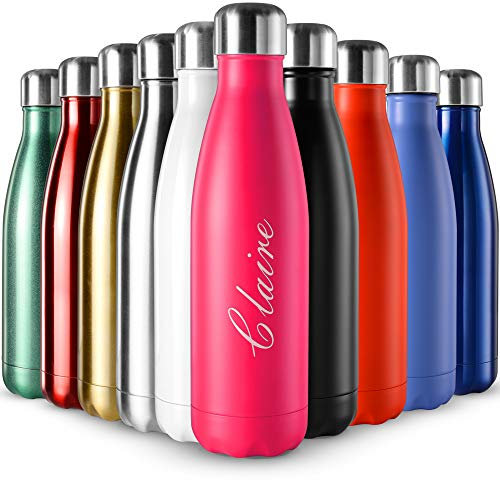 Botella de agua de acero inoxidable para 12 horas de bebidas calientes y 24 horas de bebidas frías. Ideal para el trabajo, el gimnasio, viajes. 500 ml, rosa