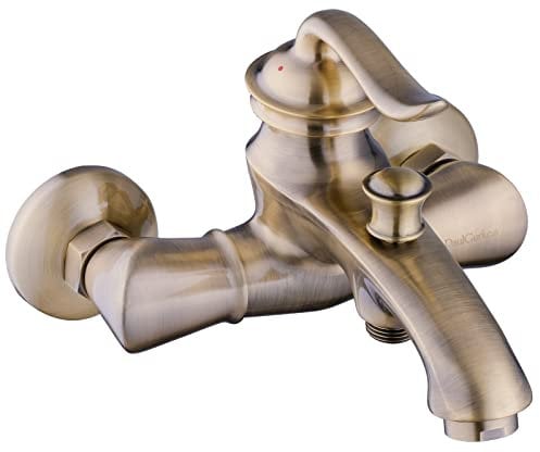 PaulGurkes Bronze Badewannenarmatur Messing Antik mit Umsteller Retro Nostalgie Mischbatterie Einhandmischer für Badewanne 2-Wege