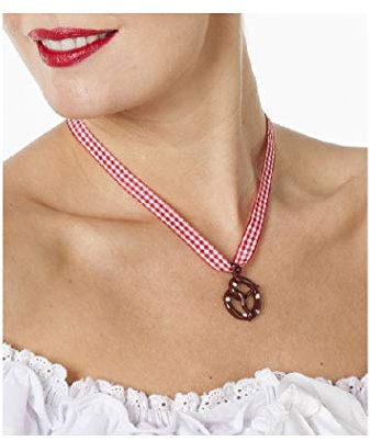 narrenkiste W31524 rot-weiß Damen Trachten Band Brezel Kette