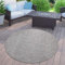 Paco Home Outdoor Teppich Flachgewebe Sisaloptik Modern Einfarbig meliert wetterfest & pflegeleicht Küchenteppich Ideal für Terrasse Balkon Garten, Grösse:120 cm Rund, Farbe:Grau