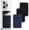 3Pack Cell Phone Card Holder Pocket for Back of Phone,Stretchy Lycra Stick on Wallet Credit Card ID Case Pouch Sleeve 3M Adhesive Sticker with Flap for iPhone Samsung Galaxy (2Black+1Navy Blue)