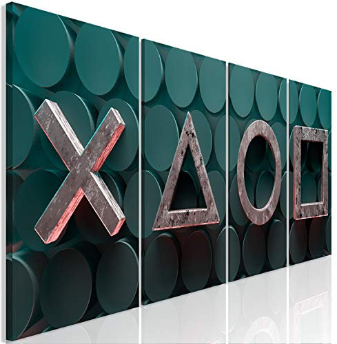 murando - Wandbilder mehrteilige für Gamers Spielkonsole Vlies Leinwandbild 4 Teilig 80x30 cm Kunstdruck Wandbilder XXL Gamingzimmer Wanddekoration Gaming Deko Design Jugendzimmer Wand Bild