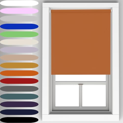 Burnt Orange Blackout Roller Blind Metal Fittings Trimmable UV Protection Thermal Properties Premium Fabric Home Office Bedroom Kids Room Child Safe Easy Fit Orange 60cm Width x 160cm Drop