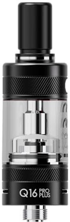 Justfog Atomizador Q16 PRO PLUS para cigarrillo electrónico Justfog Q16/Q16 PRO, depósito de 3,0 ml, cristal pyrex, bobina de 1,6 Ohm incluida (Producto sin nicotina) NEGRO