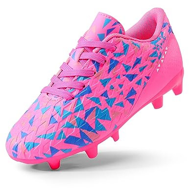 DREAM PAIRS Kids Scarpe Calcio Bambini Ragazzi Ragazze Scarpe Calcio Traspiranti Unisex attività all'Aria Aperta Fucsia/Rosa/Real/Blu HZ19003K-E Taglia 37 (EUR)