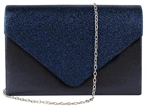 MEGAUK Damen Clutch Glitzer Elegant Abendtasche Glänzend Handtasche Envelope Tasche Strass Unterarmtasche mit Kette für Hochzeit Wedding Prom Party