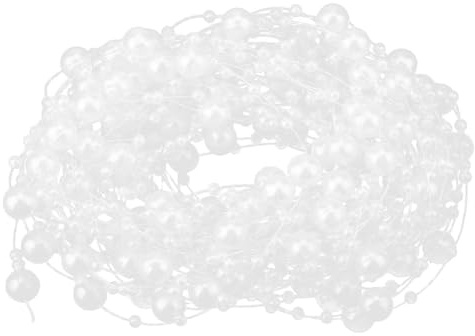 Perlenkette, Perlenkette, künstliche Perlen, Faux Pearl Girland Spool Rolle Strand, Kette, Girlande, Perlen,Partygirlande, Dekoration, Angelschnur, Perlengirlande(Weiß)