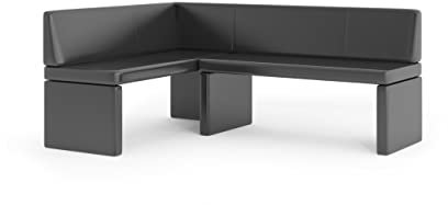 GREKPOL Eckbank Olga Küchenbank Sitzecke Kunstleder pflegeleicht (Schwarz Links, 142x196cm)