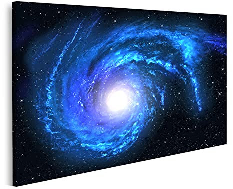 islandburner Bild auf Leinwand Sternspirale Weltraum Galaxie Universum Blau Stern Weltall Leinwandbild Wandbild Prime Bilder für Wohnzimmer etc.
