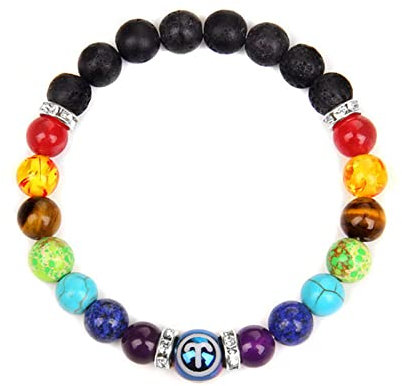 ARBM Chakra Armband Echte Steine,Widder-Kristall-Armbänder Für Yoga-Perlen, Reiki, Natürliche Edelsteine, Armband Zur Meditation, Angstlinderung, Schmuckgeschenke Für Männer Und Frauen